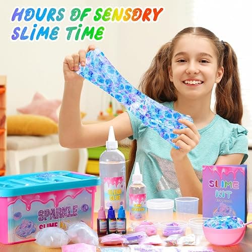 inksbui Confetti Slime Kit, Sparkling, Glimmer, Crunchy, Foam, Jelly Cubes Slime, Stress Relief Toys, Party Favors for Kids, for Girl Boys 6 7 8 9 10 11 12 thumbnail 2