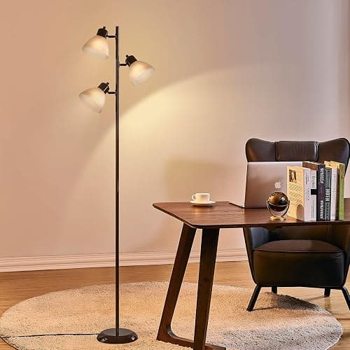 LTGSRC Modern Tree Floor Lamp for Living Room Bedroom, Tall Pole Standing Lamps with 3 Adjustable Rotating Heads for Office, Decor Corner, Reading Indoor, 3 Bright Lights LED Bulbs Included (Brown) thumbnail 5