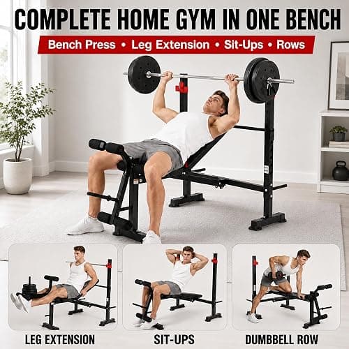 MAIDOMA Foldable 1500LBS Capacity 8 IN 1 Weight Bench Set with Leg Extension/Squat Rack/Preacher Curl, Adjustable Bench Press for Home Gym Full Body Workout (US Stock) thumbnail 5