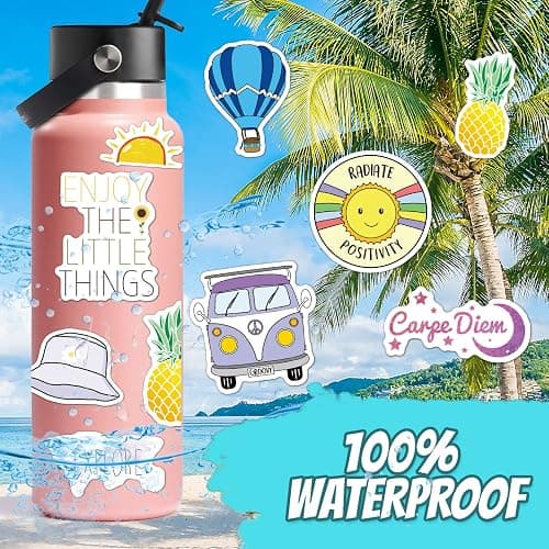 120 Pcs Preppy Stickers, Summer Stickers for Water Bottles Girls, Laptop Accessory Waterproof, Cute Decals for Phone Waterbottle MacBook Cup, Summer Themed Stickers for Teens thumbnail 3