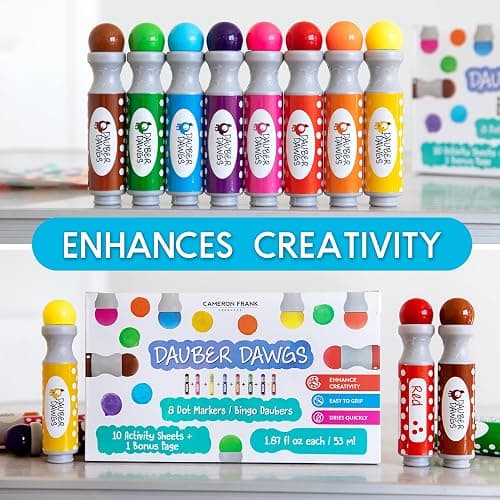 Dauber Dawgs Washable Dot Markers for Toddlers - Bingo Markers for Dot Art w/ PDF Activity Books, Dot Paints Washable for Kids, Bingo Dabbers Dotters & Dobbers, Holiday Gifts Daubers, Dot Painting thumbnail 6