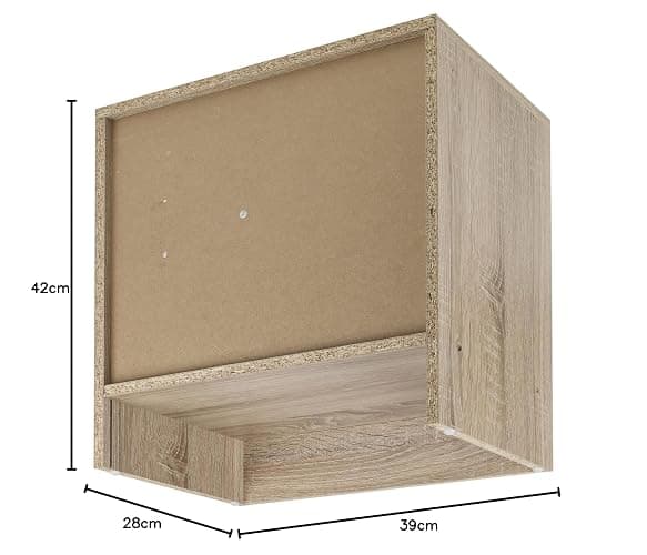 URBNLIVING 1 Drawer Compact Wooden Bedroom Bedside Cabinet Furniture Nightstand Side Table (Anthracite Oak) thumbnail 2