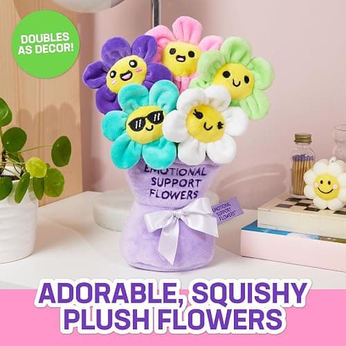 WHAT DO YOU MEME? Emotional Support Flowers by Relatable, Cuddly Plush Toys and Stuffed Animals, Includes 5 Plushies with Basket, Thoughtful or Cute Stocking Stuffer thumbnail 5