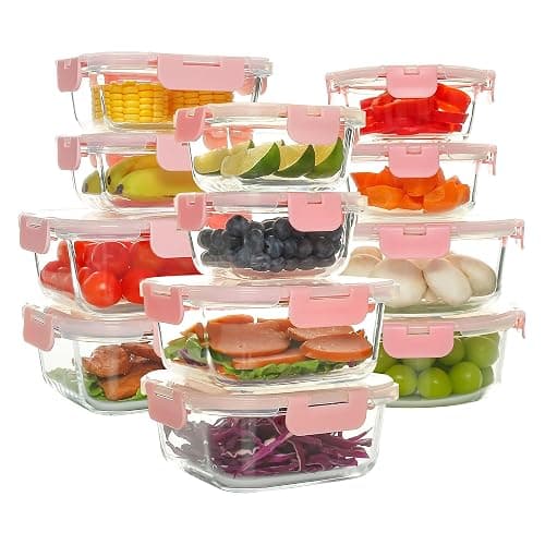 C CREST 12 Pack Premium Glass Food Storage Containers with lids Set | Freezer/Oven/Dishwasher Safe Food Storage Containers for Pantry and Kitchen | Meal Prep Container for Lunch - Image 1