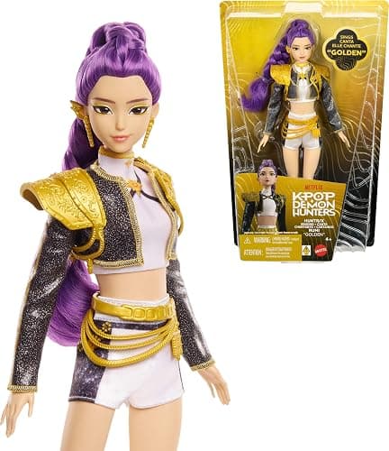 ​Mattel Kpop Demon Hunters HUNTR/X Rumi “Golden” Singing Doll | Wearing Removable Signature Outfit, 5 Posable Joints, Inspired by the Movie - Image 1