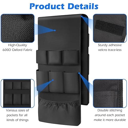 FENYUAN Dorm Room Essentials Mini Fridge Storage, 14 Pockets and Paper Goods Organizer, Dorm and Office Over the Fridge Caddy Organizer, College Essentials Flatware Storage Organizer - Black - 63IN - Black thumbnail 3