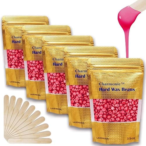 Charmonic Depilatory Wax, 17.5 Oz Hard Body Wax Beans for Women Men, Hair Removal European Beads 500g/1.1 lb (rose) - Image 1