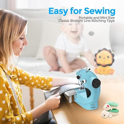 KPCB Tech Mini Sewing Machine with Extension Table and 42PCS Sewing Kit (Blue) - Blue thumbnail 8