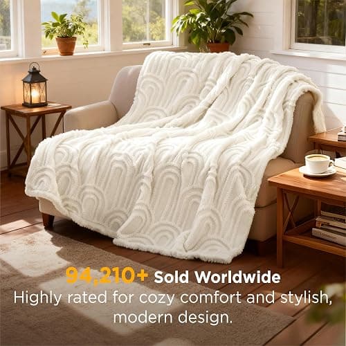 Bedsure GentleSoft Throw Blankets for Women - Soft Cozy Cute Blanket for Couch, Fuzzy Fleece Christmas Throw for Boho Modern Home Room Decor Aesthetic, Gifts for Women Teen Girl, White, 50x60 Inches thumbnail 4