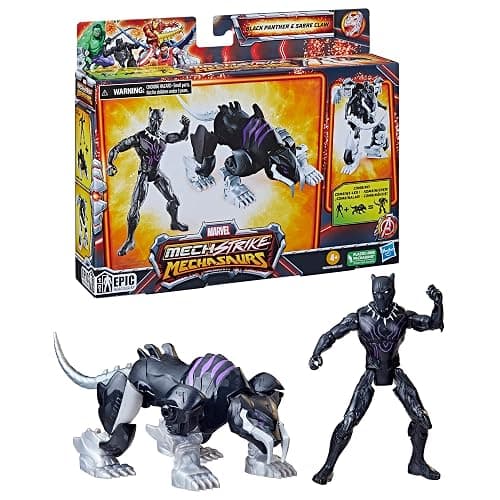 Marvel Mech Strike Mechasaurs, 4-Inch Black Panther with Sabre Claw Action Figures, Super Hero Toys for Kids Ages 4 and Up thumbnail 8