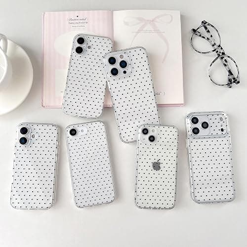QLTYPRI Cute Phone Case for iPhone 17e/iPhone 16e Case Polka Dot Fashion Aesthetic Design for Women Girls, Slim TPU Shockproof Protective Phone Cover for iPhone 17e/16e - Clear | Black thumbnail 7