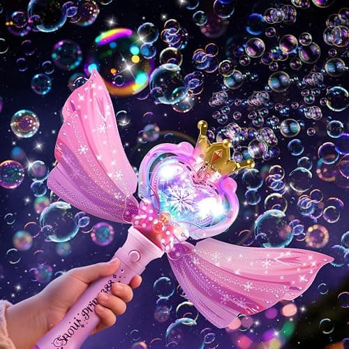 Princess Bubble Wand Machine for Girls, Electric Bubble Mahcine Blower with LED Light & Music, 9000+ Bubbles per Minute, Bubble Maker Gifts for Kids Girls Birthday Party thumbnail 2