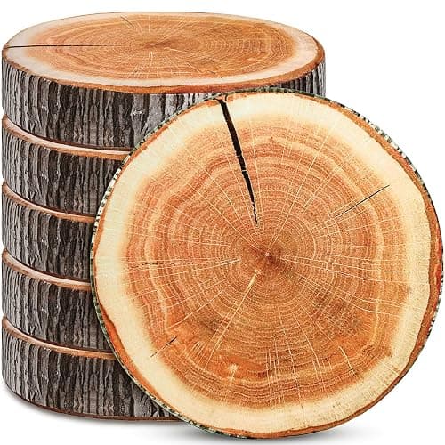 Unittype 6 Pcs Round Throw Pillow Wood Decorative Soft Circle Seating Tree Stump Pillow Floor Cushion Natural Wood Cushion 3D Digital Printing Forest Decor for Bedroom Living Room (Realistic) - Image 1