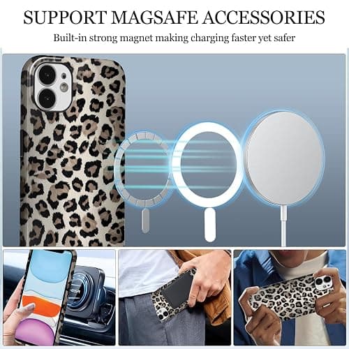 Xylota Handyhülle Magnetische für iPhone 11 6,1" Hülle, Aesthetic Leopard Braun Muster Mädchen Case Kompatibel mit MagSafe, Dünn Silikon + PC Stoßfeste Schutzhülle Cover, 03 thumbnail 6