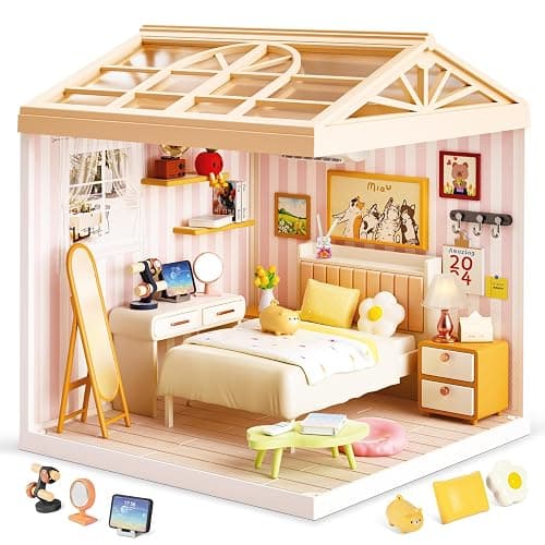 BeepZipp Cozy Bedroom DIY Miniature House Kit for Adults, 3D Dollhouse with LED Light & Dustproof Door, Stackable Connectable Display Case, Creative Gift for Home Decor Lovers Teens Women - Image 1