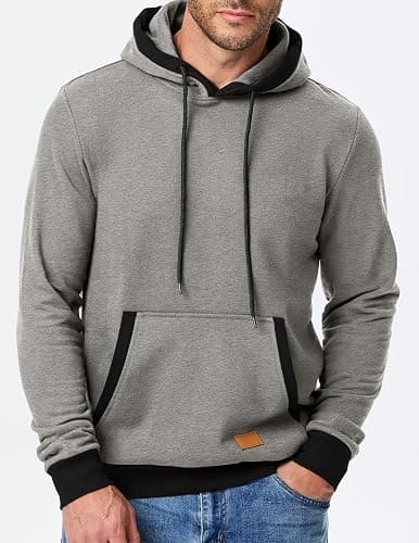 JMIERR Men's Cotton Casual Hoodies Sweatshirts Fashion Long Sleeve Drawstring Fleece Pullover Hoodie with Pockets thumbnail 8