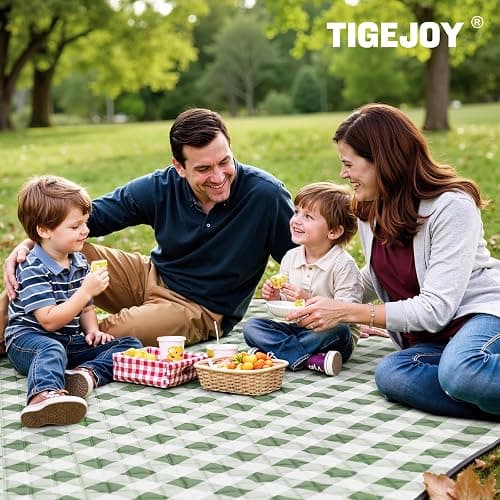 TigeJoy Extra Large Picnic Blanket Waterproof Foldable 80''x80'', Outdoor Picnic Mat Beach Blanket Sandproof for Park, Grass, Travel, Hiking, Camping Essentials, Gingham Picnic Blanket thumbnail 7