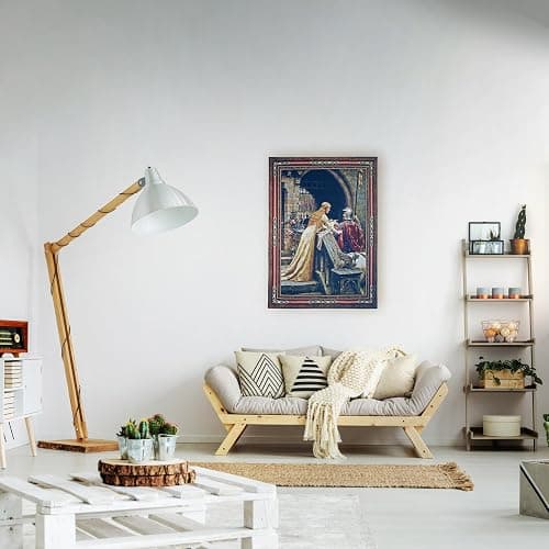 Godspeed Edmund Blair Leighton | Woven Tapestry Wall Art Hanging | Medieval Lady with Arthurian Knight | 100% Cotton USA Size 40x31 thumbnail 4
