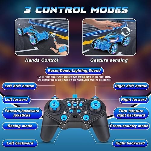 UFOLED Gesture Sensing RC Stunt Car, Remote Control 2.4GHz 4WD Hand Controlled Car Toys for Boys and Girls Ages 6-12, 360° Rotating Drift RC Cars with Lights and Music, Ideal Birthday and Xmas Gift thumbnail 8
