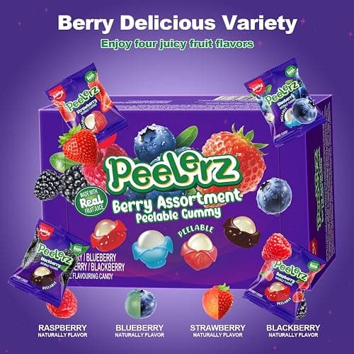 AMOS Peelerz Berry Assortment Peelable Gummy Sweets-240G | Interactive Peelable Berry Sweets Made with Real Fruit Juice. Perfect For Kids Party Bags, Gifting, and Family Movie Nights thumbnail 7
