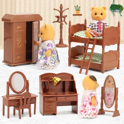 Dollhouse Furniture Set for Kids Toys Miniature Doll House Accessories Pretend Play Toys for Boys Girls & Toddlers Age 3+ with Bedroom thumbnail 5