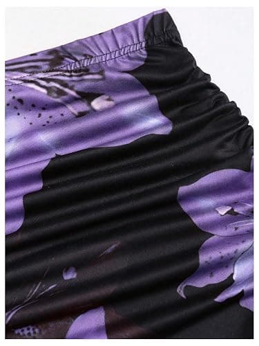 BEAUDRM Women's 2 Pack Fishtail Skirt Elegant Floral Ruched Skinny Bodycon Ruffle Long Skirts thumbnail 5