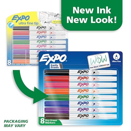 EXPO Dry Erase Markers, Low Odor Ink, Assorted Colors, Ultra Fine Tip, 8 Count - Whiteboard, Calendar, Organization, School Supplies thumbnail 3