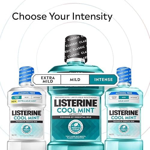 Listerine Mouthwash Cool Mint Antiseptic Treatment for Adults Kills 99.9% of Germs that Cause Bad Breath Plaque Gingivitis in a Daily Intense Mint Mouthwash, 2 Pack of 33.8 fl oz/1 L thumbnail 4