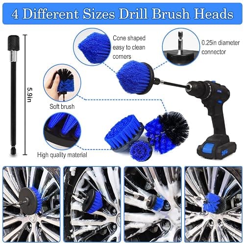TTRCB 27Pcs Car Detailing Kit, Car Detailing Brush Set, Auto Detailing Drill Brush Set, Car Detailing Brushes, Car Wash Kit, Car Accessories, Car Cleaning Tools Kit for Interior, Exterior, Wheels thumbnail 4