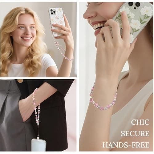 TRBR Star Phone Charm Wrist Strap, Beaded Lanyard Wristlet Chain, Anti-Theft Bracelet Strap for iPhone & More Cases thumbnail 3