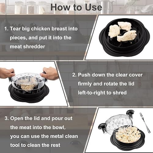 SURETIVIAN Chicken Shredder Large Chicken Breast Shredder Tool Twist with Brush&Fork, Visible Meat Shredder Machine, Strong Anti-Slip Strip, Ergonomic Handle, BPA Free, Suitable for Pork Beef Chicken thumbnail 6