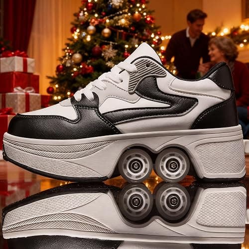 ANEFUN 4 Wheel Pop-Up Roller Skate Shoes for Women Men Girls Boy Fashion Outdoor Indoor Quad-Skates for Kids & Adults thumbnail 6