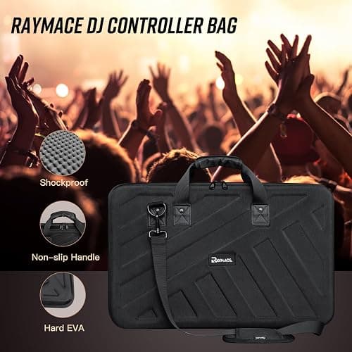 RAYMACE Hard EVA DJ Controller Case,Fits Pioneer DDJ SR,SR2,DDJ-REV1,Denon MC4000,Numark NVII,Mixtrack Pro 3,NV Platinum,Hercules Inpulse 500，Protective Travel Storage Bag(22.8x14.6x3.5Inch) thumbnail 7