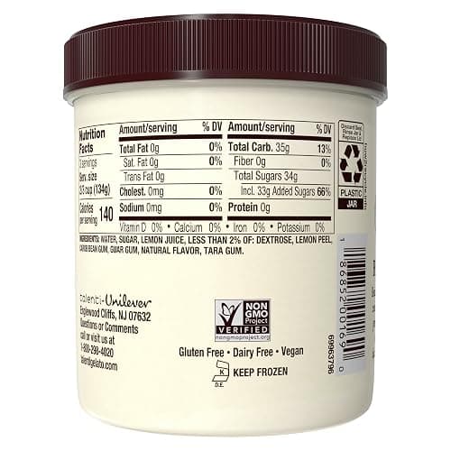 Talenti Dairy-Free Sorbetto Zesty Lemon for Your Next Indulgence, with Real Lemon in Each Jar, 1 pint thumbnail 2