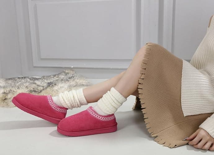 SMajong Women's Slippers Mens Platform Mini Boots Fuzzy House Slipper Fur Fleece Winter Home Shoes Indoor and Outdoor thumbnail 2