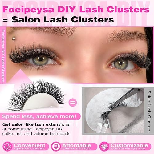Volume Lash Extension Mink Thick Cluster Eyelash Extensions 10-18mm Lash Clusters Individual Lash Extensions DIY Clusters Lashes Extension at Home by Focipeysa (300pcs-70P+80P+90P 10-18mm) thumbnail 2