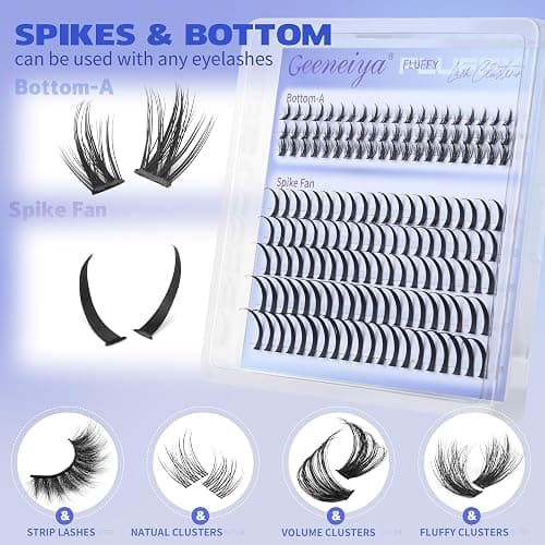 Geeneiya Spikes Lash Clusters and Bottom Lashes Wispy Eyelash Clusters D Cluster Eyelash Extensions Spike Individual Eyelashes (5-6-7mm, 11-13-15-17-19mm) thumbnail 5