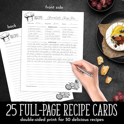 JP17TOP Recipe Binder 8.5" x 11" Inch, Standard 3-Ring Recipe Organizer, with 50 Protective Sleeves, 25 Recipe Pages, 12 Dividers, Bonus QR Code to Print The Recipe Page of Our Cookbook. thumbnail 6