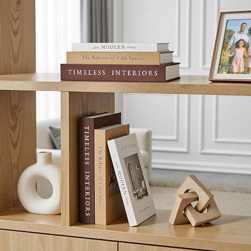 JARLINK Beautiful Decorative Books, Set of 3 Stackable Fake Books for Coffee Table, Shelf & Mantel Decor - Modern Home Decoration with Hidden Storage for Photos, Keepsakes & Living Room Styling, Brown thumbnail 7