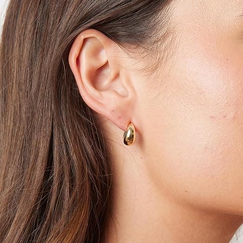 Gold Hoop Earrings for Women 14K Gold Plated Hoops Simple Gold Huggie Small Hoop Earrings Set Cartilage Hypoallergenic Earrings Everyday Jewelry for Women thumbnail 7