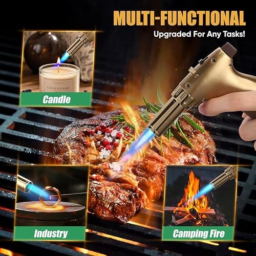 KOACKL Dual Flame Butane Torch Lighter, Refillable Kitchen Torch, Adjustable Flame with Ignition Lock Mini Blow Torch for Cooking, Creme Brulee, Soldering, Welding (Butane Gas Not Included) thumbnail 3