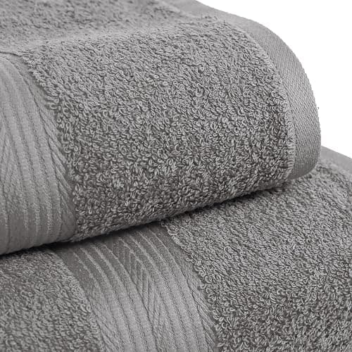 Amazon Basics 6 Piece Oversized Fade resistant Towel set, 100% Cotton towels for bathroom, soft and absorbent, 2 Bath Towels, 2 Hand Towels and 2 Washcloths bathroom towel set, Gray thumbnail 6