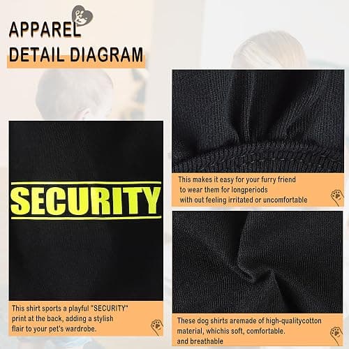 Discover Cozy Cotton Canine Wear: Soft, Lightweight, and Breathable Dog Shirt Vest with Eye-Catching Graphics(Security), Keeping Your Furry Friend Warm and Comfy! Black M thumbnail 3