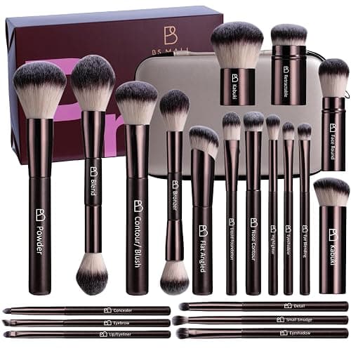 Professional Makeup Brushes BS-MALL With Travel Case - Kabuki Brush Eyeshadow Brush, Concealer Brush, Blush Brush Bronzer & Foundation Brush 20 Pcs, Labeled Daily Use & Versatile Occasions - Image 1