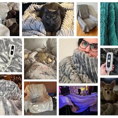 SNUGSUN Electric Heated Blanket Throw Size, Soft and Cozy Thickened Flannel and Sherpa Electric Blanket for Bed, Automatic Safety System 6 Heating Levels & 10 Hours Auto-Off, 50"x60" Slate Grey thumbnail 6