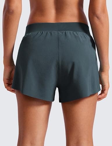 CRZ YOGA Athletic Running Shorts for Women V Split Low Waisted Lightweight Gym Workout Athletic Shorts with Liner thumbnail 2
