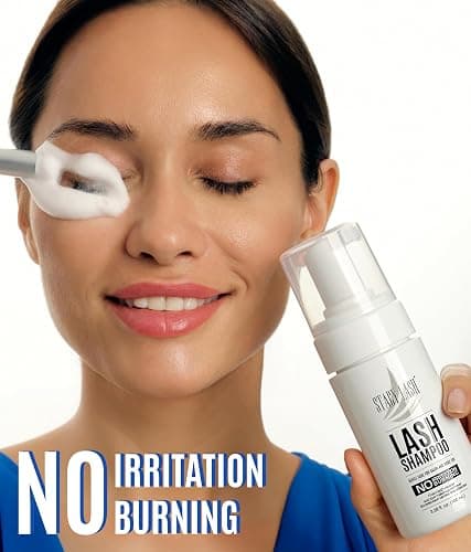 STACY LASH 6.76 fl.oz / 200ml Eyelash Extension Shampoo + Brush/Eyelid Foaming Cleanser/Wash for Extensions & Natural Lashes/Safe Makeup Remover/Supplies for Professional & Home Use thumbnail 2