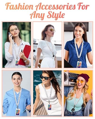 Geyoga Scrunchie Teacher Lanyard for ID Badge, Stretchy Neck Key Lanyards for Women Men, Long Lanyard for Back to School Gift thumbnail 7