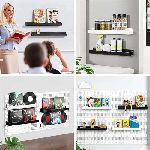 FUCDTEFC 2 Pcs Magnetic Book Shelf for Whiteboard, Strong Adsorption Reusable Metal Bookshelf Book Display Holder for Teacher Kids Classroom Refrigerator Office White | Metal, Reusable, Bookshelf, Book Display, Holder, for Teacher Kids, Classroom, Refrigerator, Office, White thumbnail 6