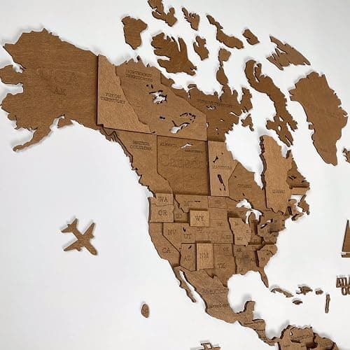 WoodLeo Wooden World Map 3D Art Large Wall Decor - Size (M, L, XL) Any Occasion Gift Idea - Wall Art For Home, Kitchen or Office (SIZE M, VENGE) thumbnail 6